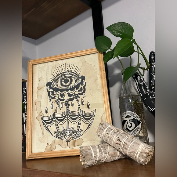 Other - SOLD Abstract traditional print floral tattoo gift wall decor home bedroom alt